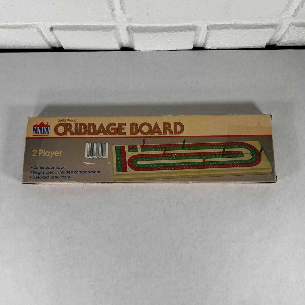 Vintage Cribbage Board Pavilion Bramd Wooden Continuous Track